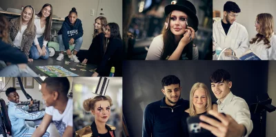 Ett collage av bilder på elever från DBGY