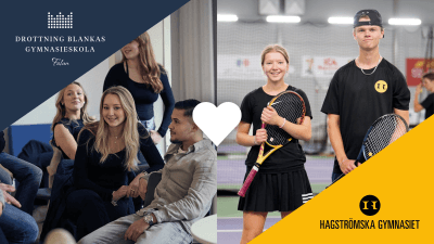 Två bilder av elever som visar en sammanslagning av skolor