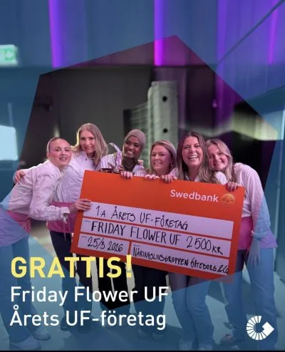 6 elever firar vinsten som årets UF-företag