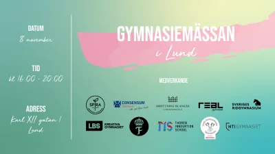 Gymnasiemässan i Lund, 8 november, 16-20.